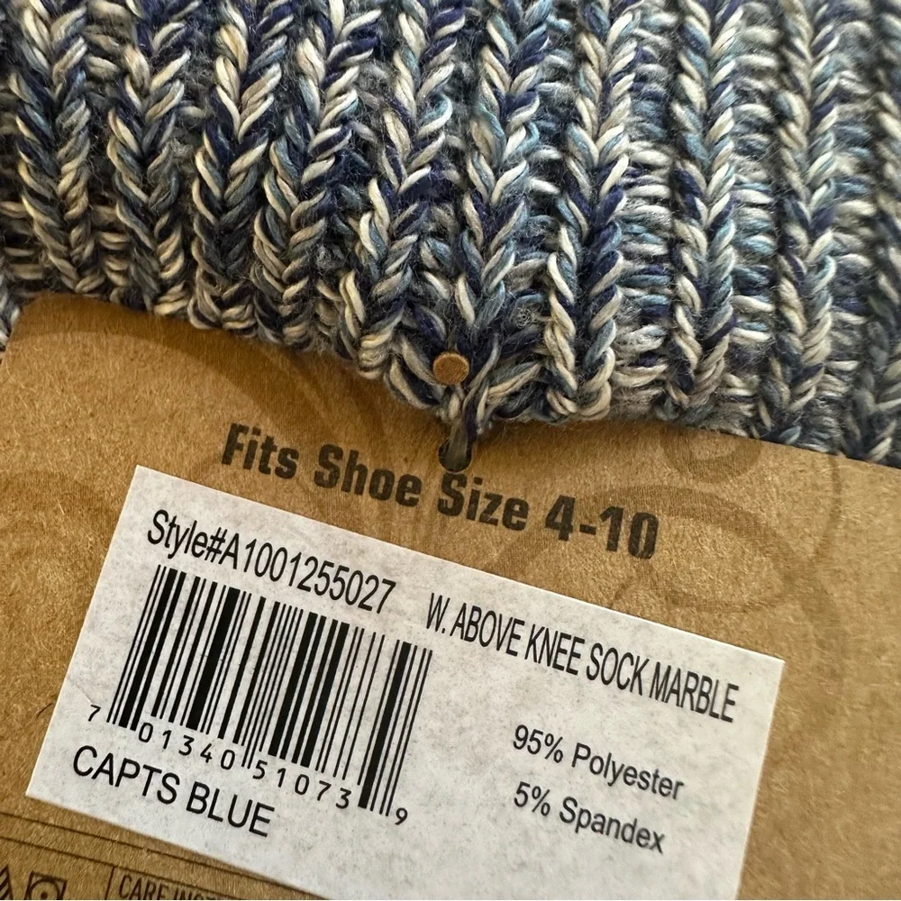 Ariat Knee High Cowboy Boot Socks-2 Pack-Capt. Blue/Tango Red Chunky Knit
